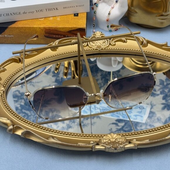 🆕 ALEXANDER MCQUEEN 🧿 NWOT AM0366S002 Gold Wire Rimmed Butterfly Shape Glasses - Picture 10 of 16